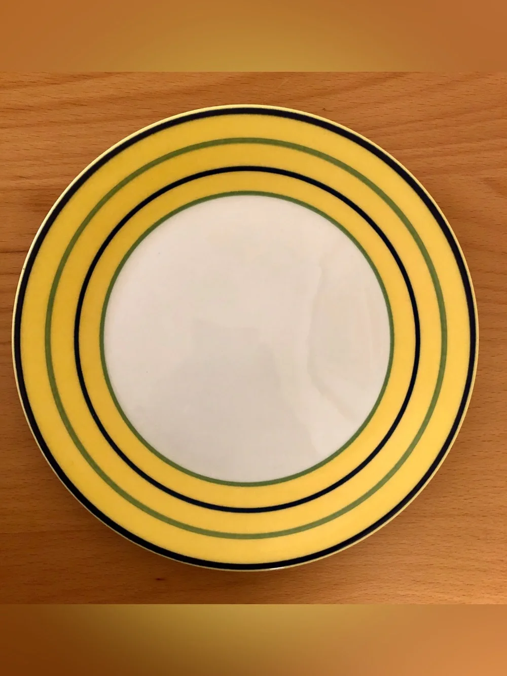 Yellow Stripe Ceramic Dinner Plates - Set of 3